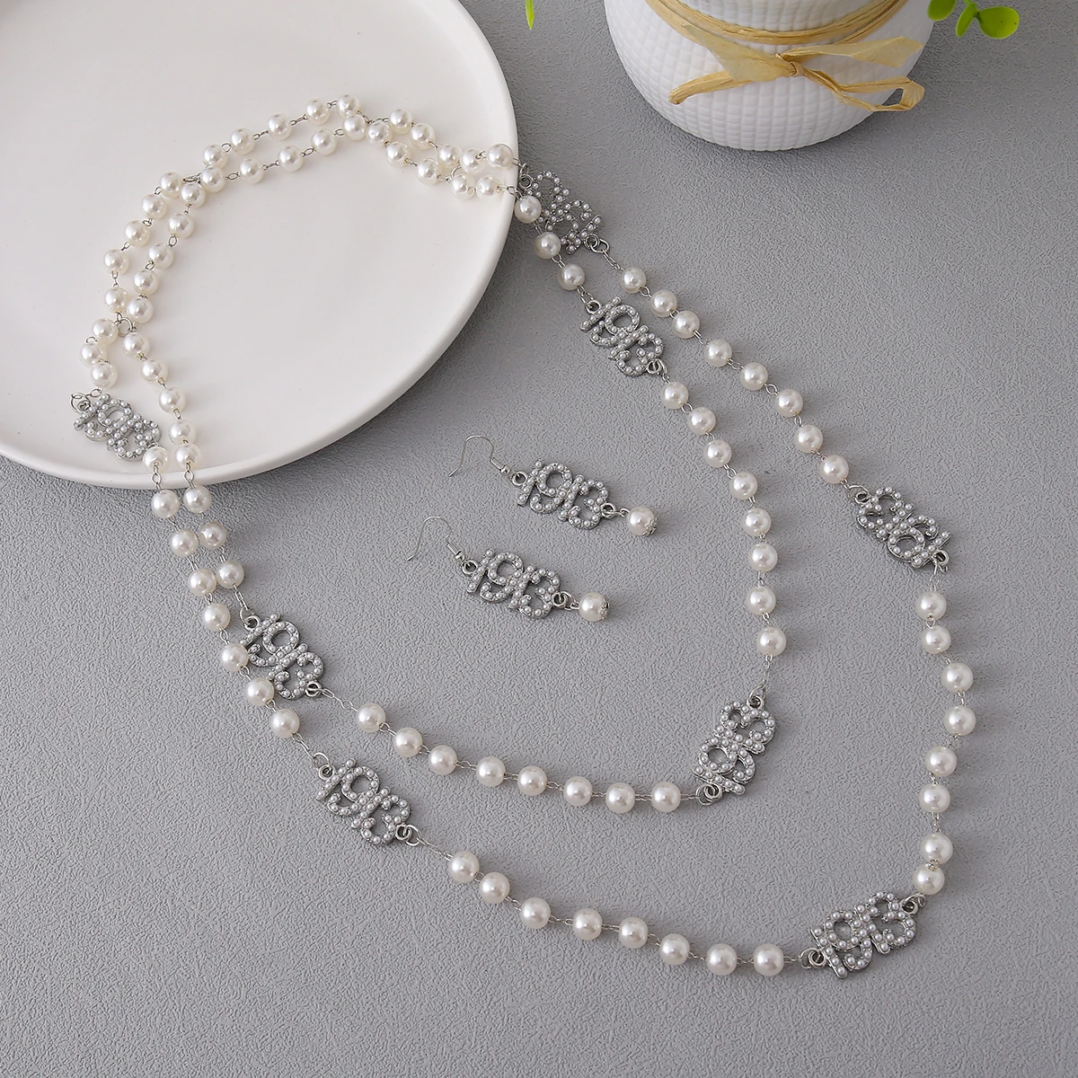 High Quality Sorority Delta Inspired Making 1913 Founding Year Charms Decorated Greek DST Necklace And Earrings Jewelry Set