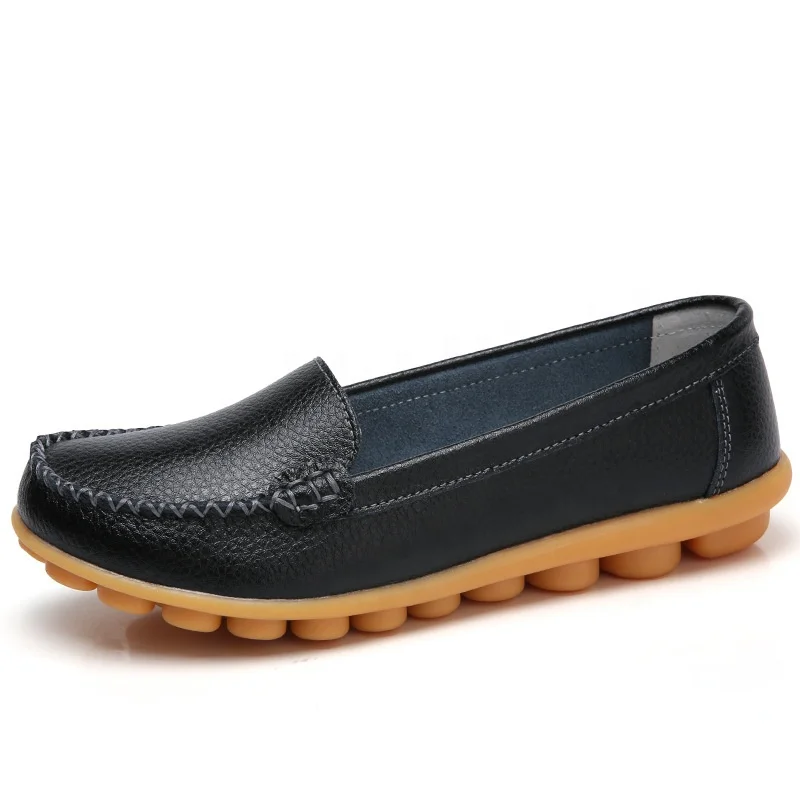 
Classic ballet flats ladies flat shoes folding comfort women white leather loafers wholesale lady loafer nurse shoes 