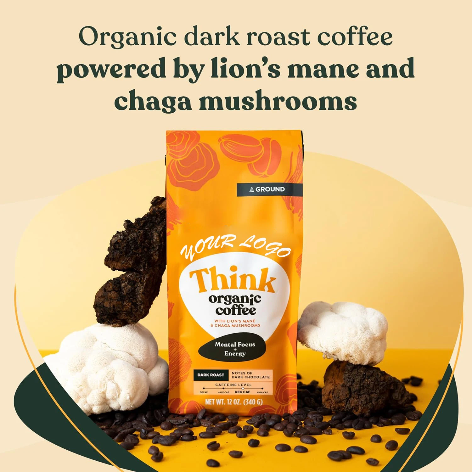 Private Label Organic Instant Organic Mushrooms Blend Coffee Powder Reishi Lions Mane Coffee
