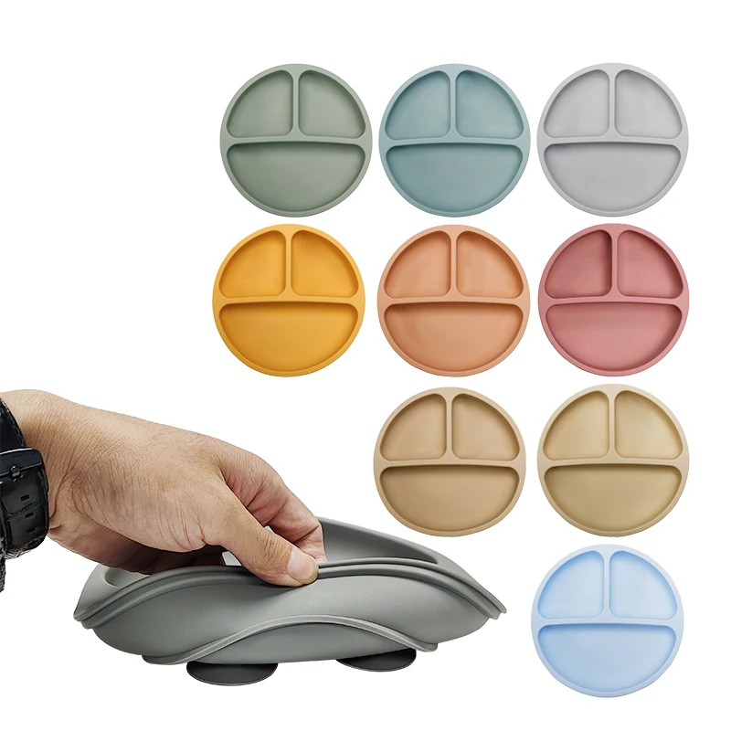 Factory Wholesale new arrival Hot Selling 100% Food Grade Silicon Colorful Silicone Baby Plates Toddler Plates with Suction