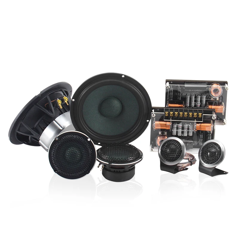 6.5 Inch 2 3-way Component Car Door Speaker High Quality Cast Aluminum Basket 4 Ohms 200watts Glass Fiber With Coating Cone Car