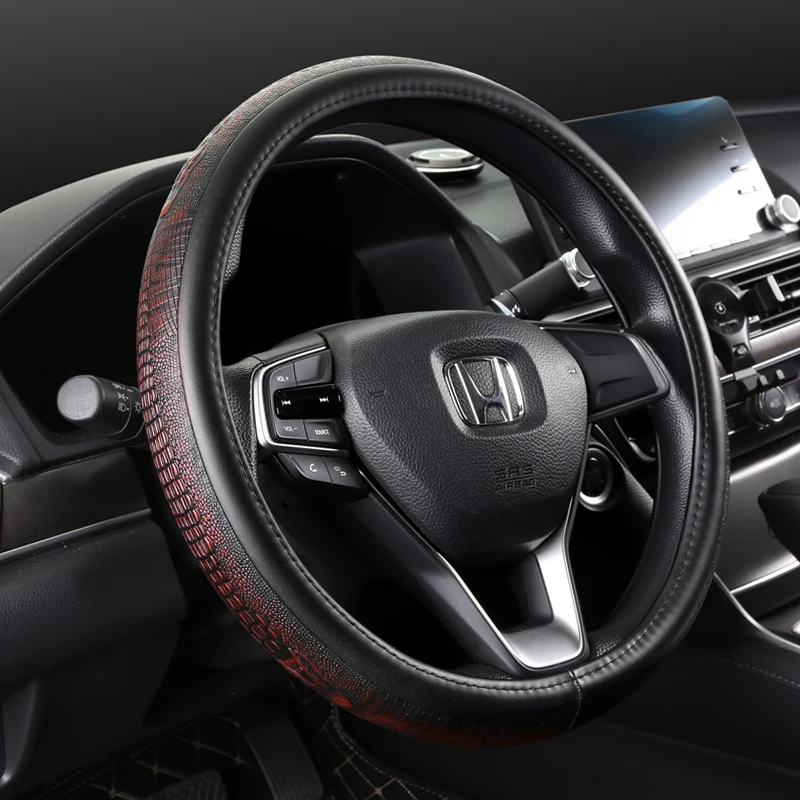 
New Design Crocodile Alligator Leather Car Steering Wheel Cover Auto Interior Accessories 