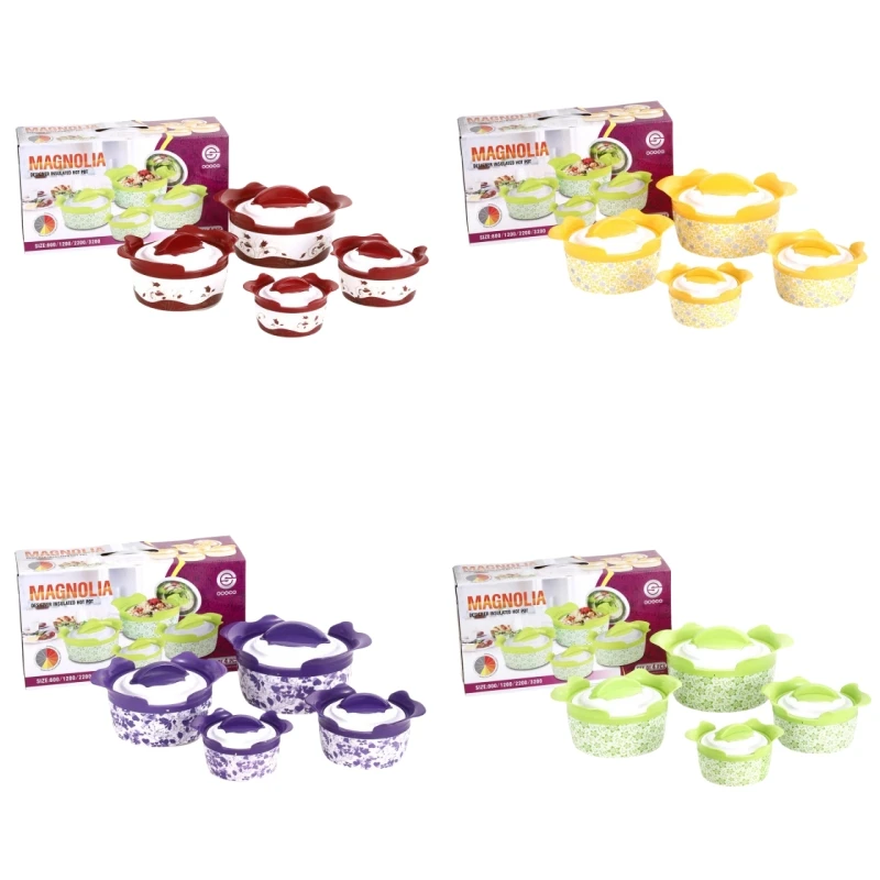 Coloful Stainless Steel 4Pcs Set Casserole Thermal Insulated Bowl with Lid Insulated Casserole Hot Pot