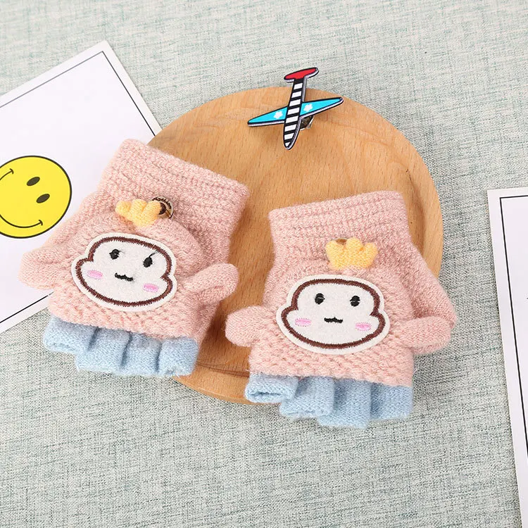 Popular Children Monkey Knitted Fingerless Gloves Mittens Kids Gloves