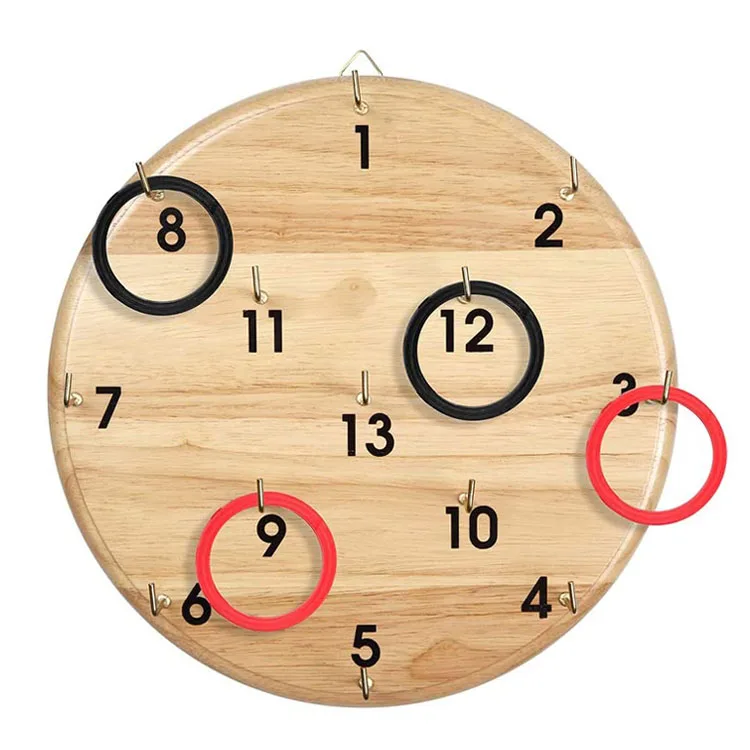 Children Wooden Hook Toys Wall 2 Player Ring Toss Game With Hanging Board