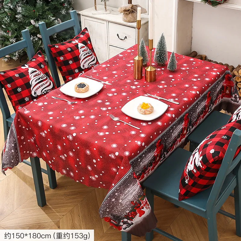2022 New Popular Waterproof Christmas Tablecloth Wholesale Hotel Holiday Decorative Polyester Creative Table Cloth Custom Fresh