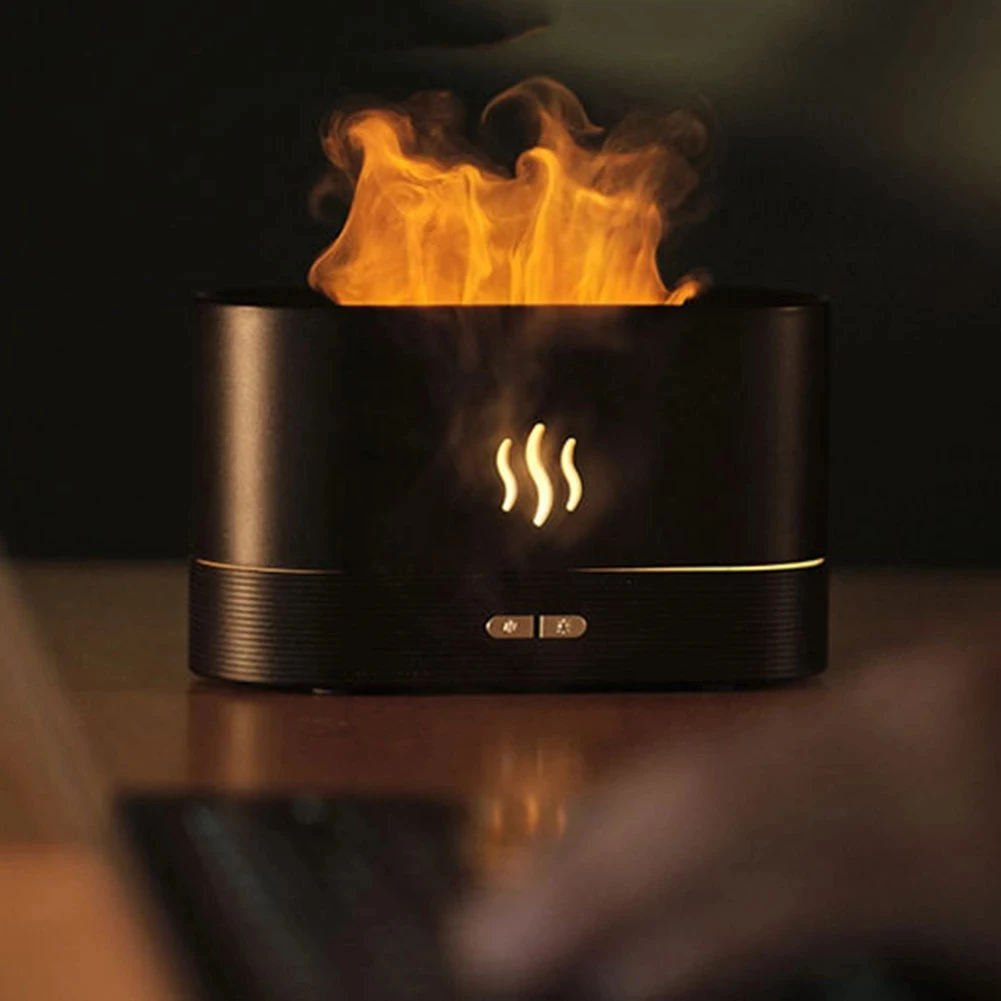 Wholesale 3D Flame Diffuser 180Ml Portable Wood Grain Fire Diffuser Mini Flame Air Humidifier