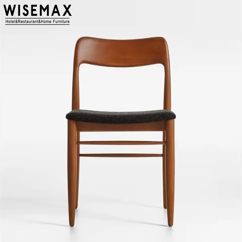 WISEMAX FURNITURE Traditional vintage hotel furniture brown ash wood frame high back accent chair wooden dining chair for home