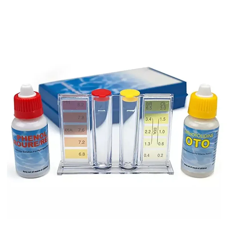 Two way swimming pool water chemical test kit for chlorine and PH