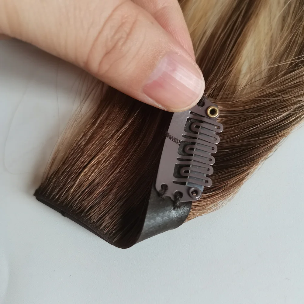 top quality cuticle intact double drawn invisible inject clip in hair extensions Seamless clip in raw hair extension