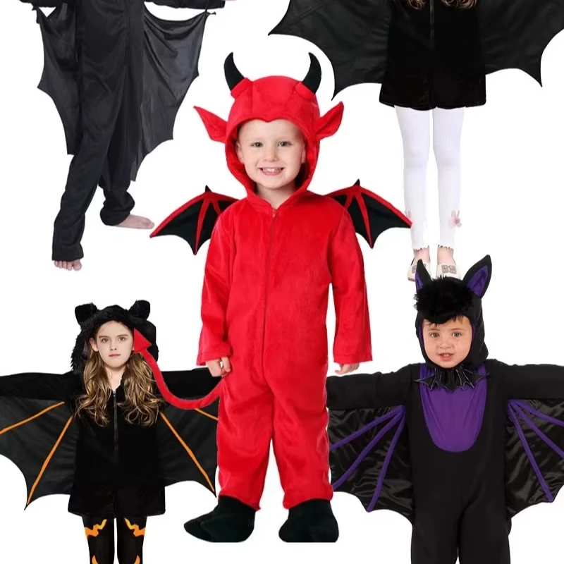 2024 New Halloween Bat Costume Kids Bat Cape Cloak Cos Costume Vampire Costume Wings
