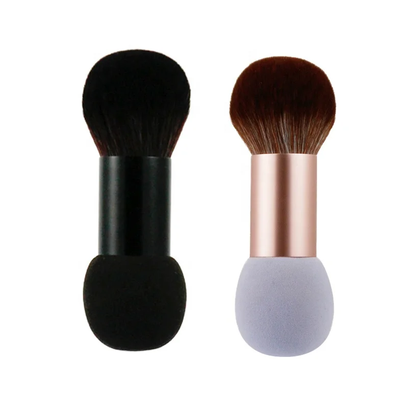2 in 1 Dual End Double Head Blending Blush Brush Kit Makeup Powder Puff