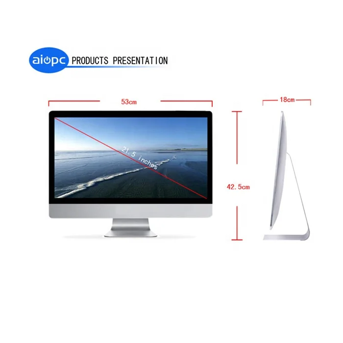 2021 new 23.6 inch intel core i5 2410 4GB RAM 250GB HD aiopc desktop/all in one pc solide state drive