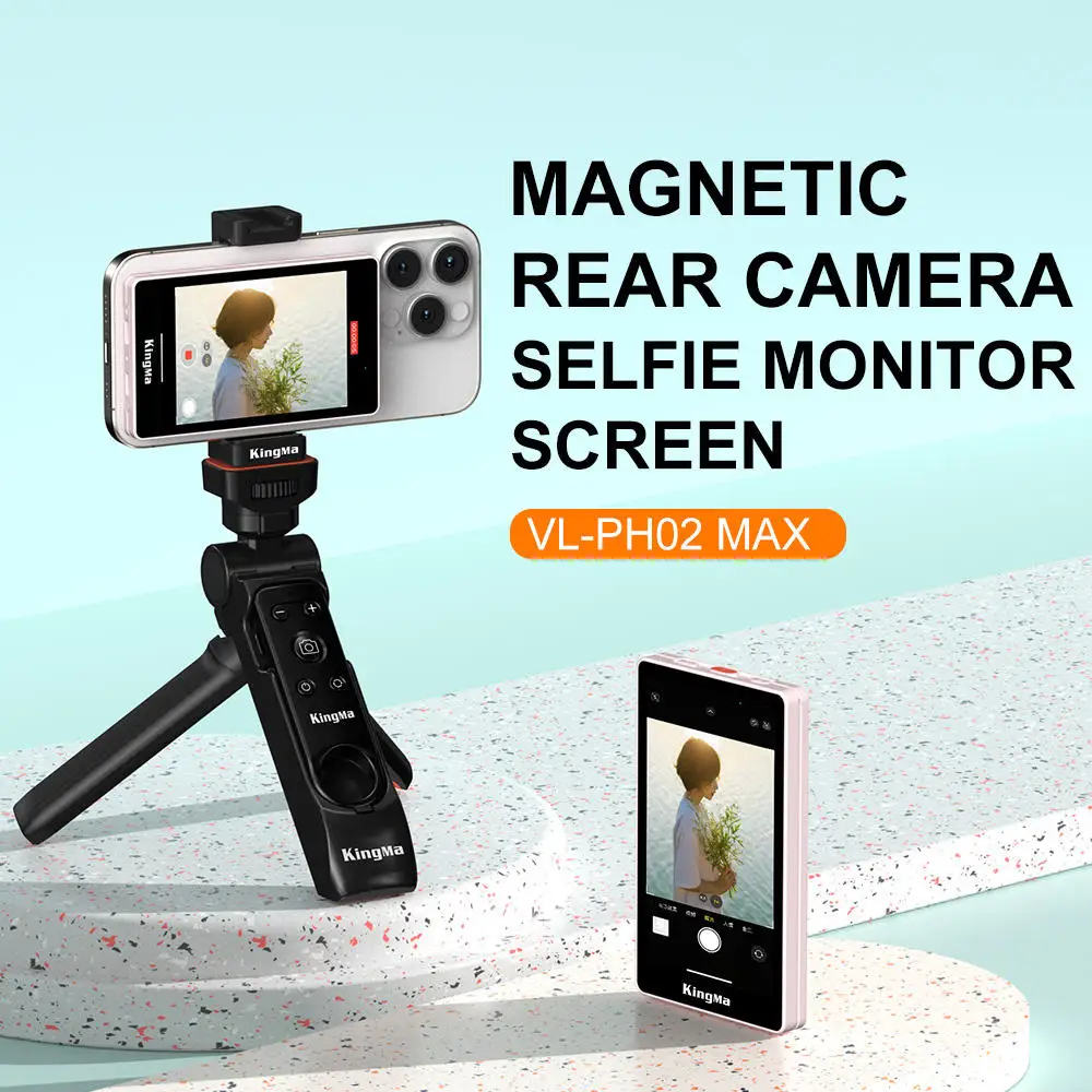 Upgraded Phone Vlogging monitor 4K 30fps video casting built-in Bluetooth remote Magnetic Rear Camera selfie monitor screen