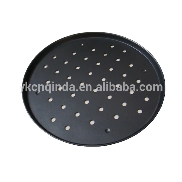 Non Stick Carbon Steel Pizza Pans With Holes, Perforated Black Round Pizza Pan
