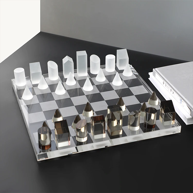 Wholesale home decoration chessboard square shape luxury decorative crystal craft chess board
