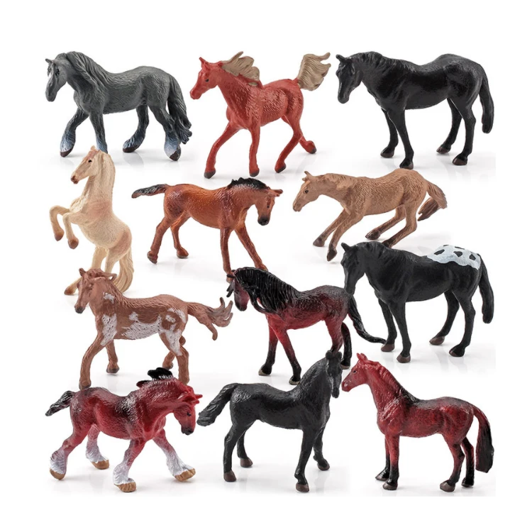 Cartoon Custom PVS Figure Toys Plastic Horse 12 Mini Horse Breeds of the World For sale