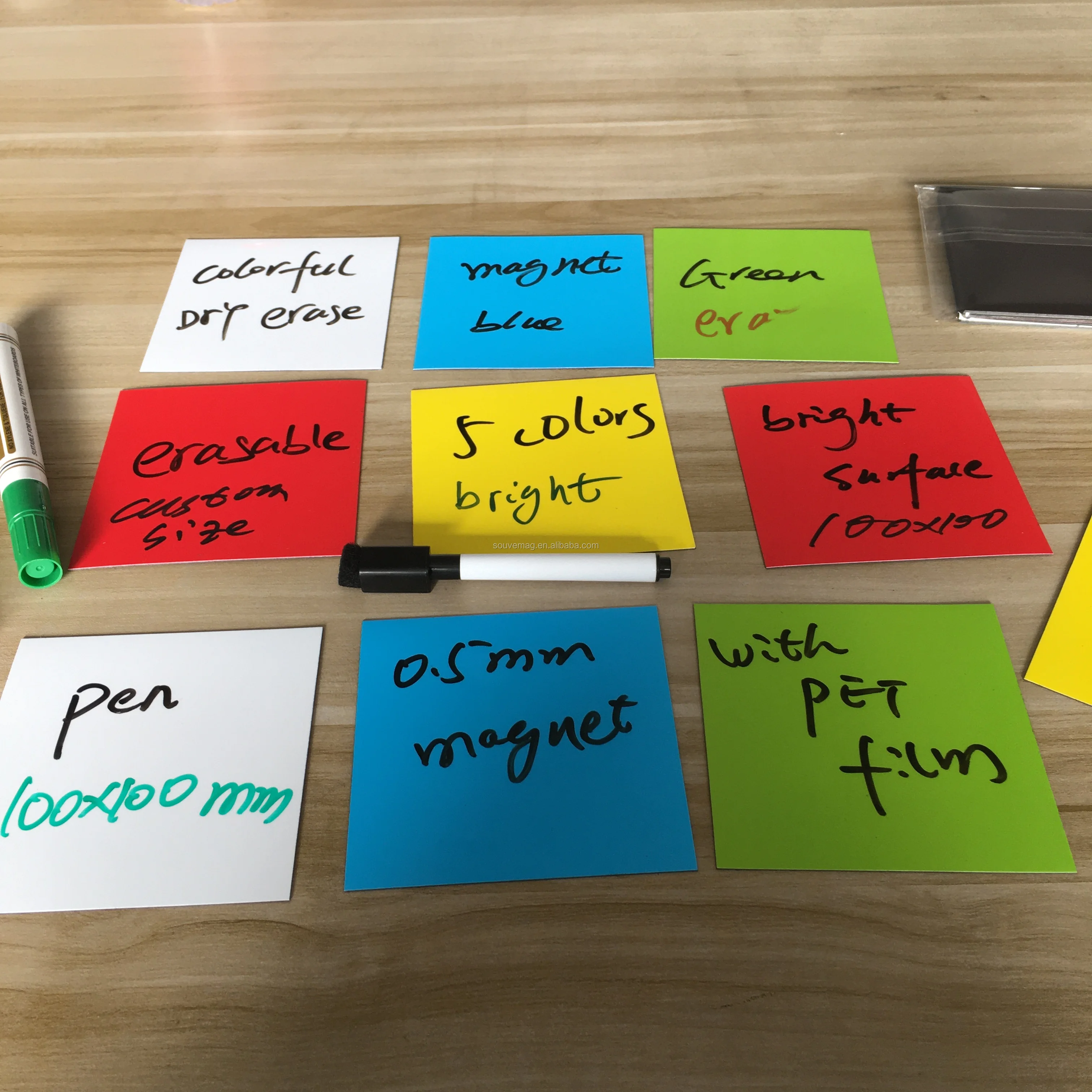 
100X100 mm,Waterproof Washable;Bright Colorful Magnetic Dry Erase Labels,erasable label sticker magnets for organized 