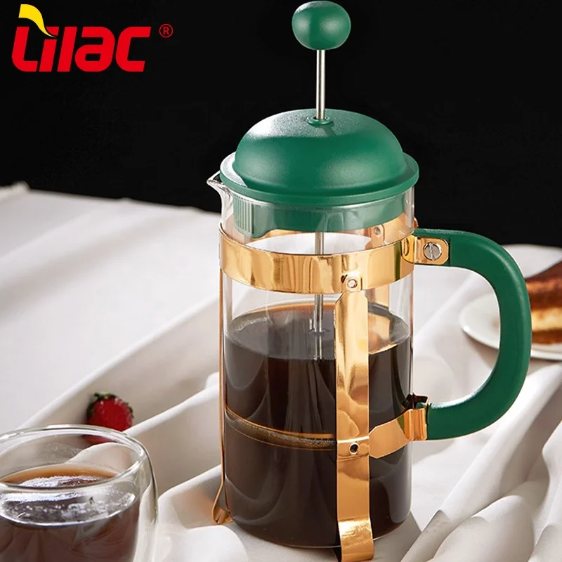 Lilac BSCI SGS LFGB 1000ml distribution gold plating and copper plating coffee powder press bottle french press