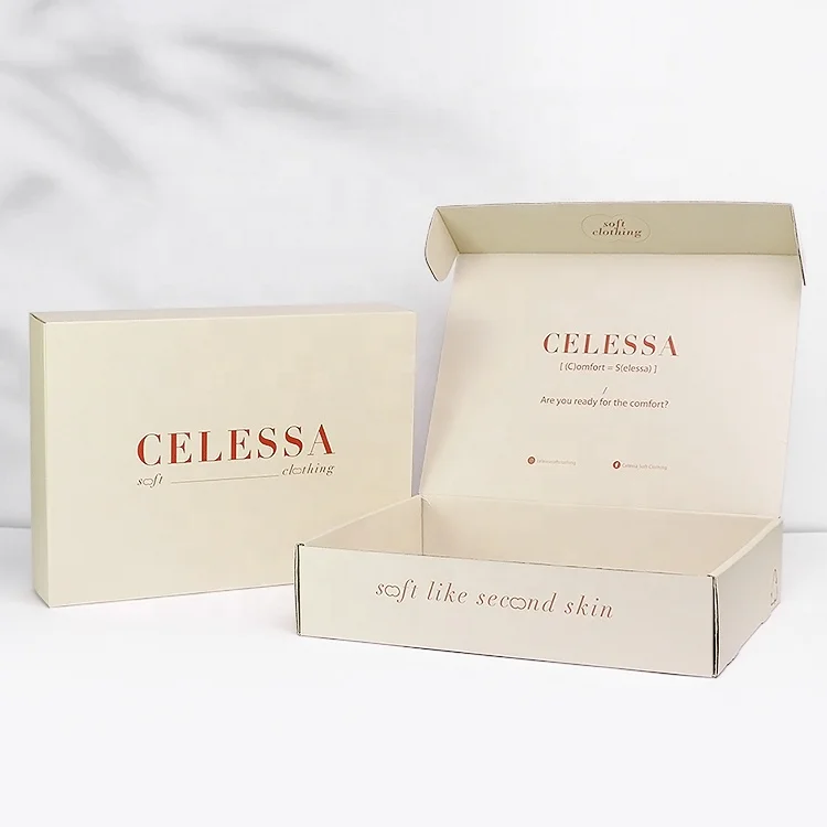 Chinese factory customized logo corrugated cardboard recyclable clothing underwear packing gift box for small business