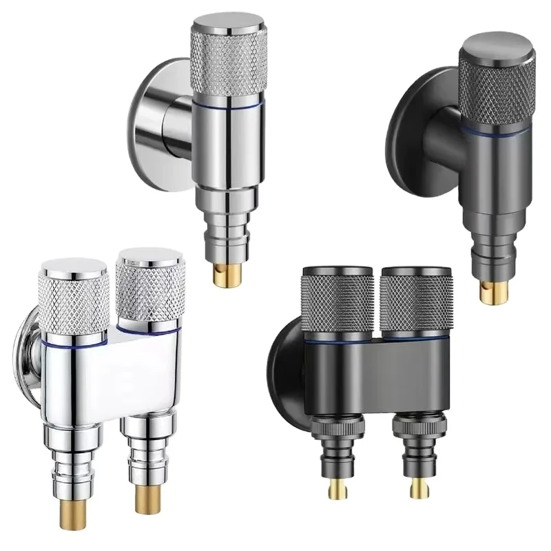 NES-YY505 304 stainless steel double control Angle valve one in two out double water separator multi-function faucet double open