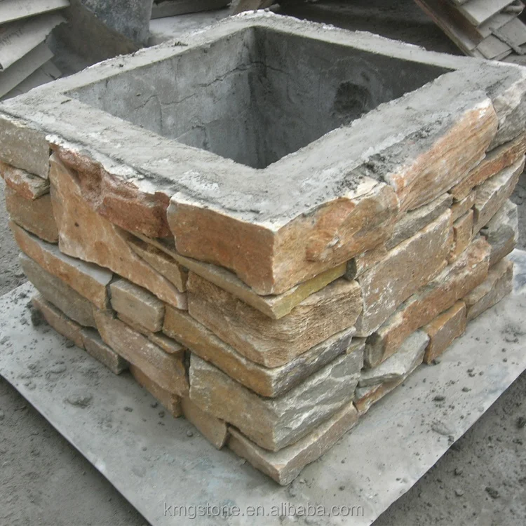 Slate Fence Columns and Pillars on Cement Board for Stack Stone Veneer Sheets