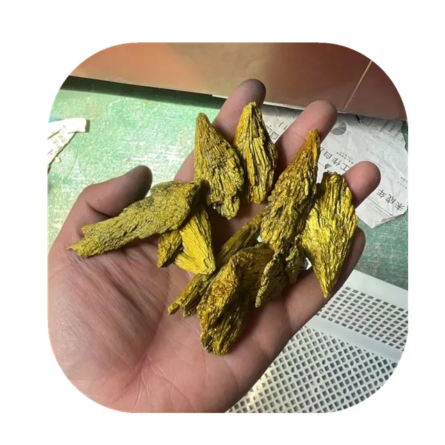 New arrivals crystals specimens healing stones  natural yellow gold aura kyanite rough blades for Decor