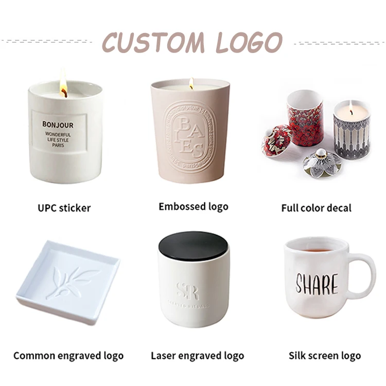 Customized decorative screen printed empty candle jars transparent glass candle holders with handle glass storage containers