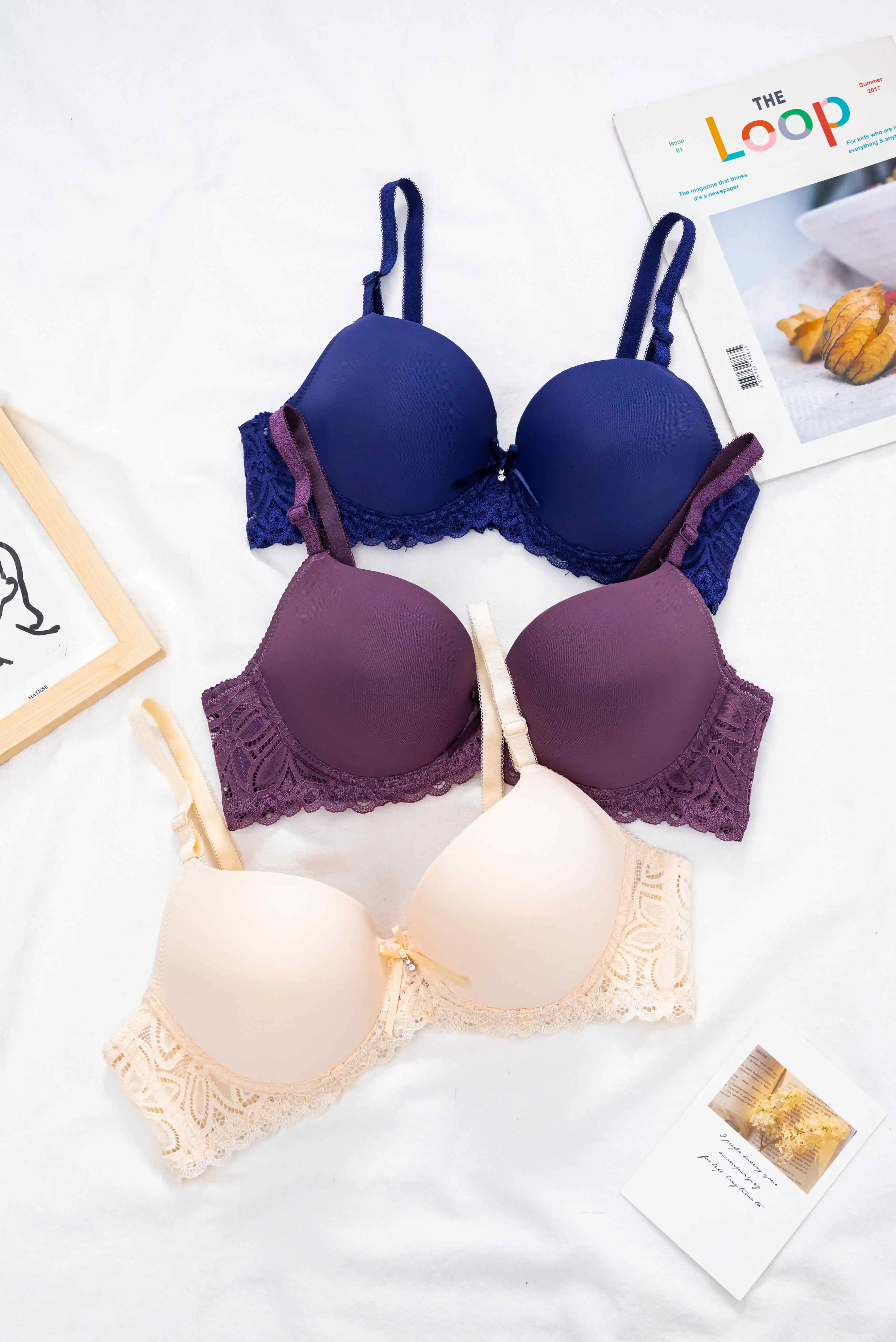 Custom Young Girl 32 Size A B Small Cup Women Seamless Panty Bras Brief Sets Wireless Push Up Bra