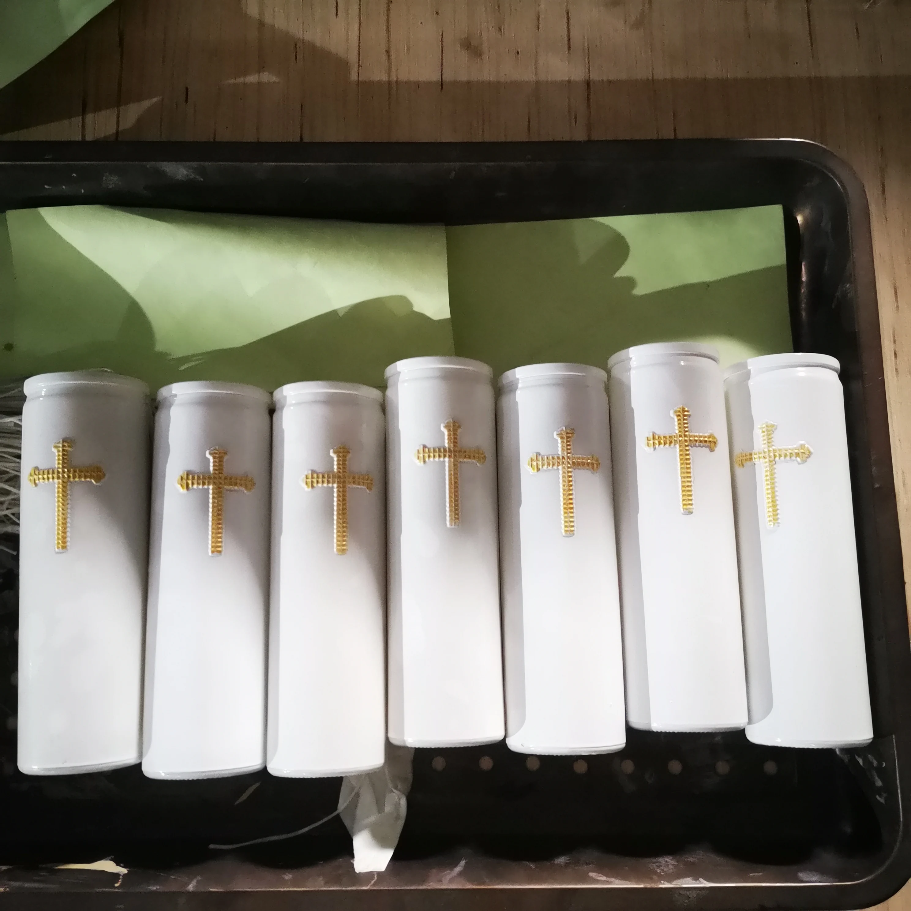 7days glass jar memorial religious Church candle with customized logo