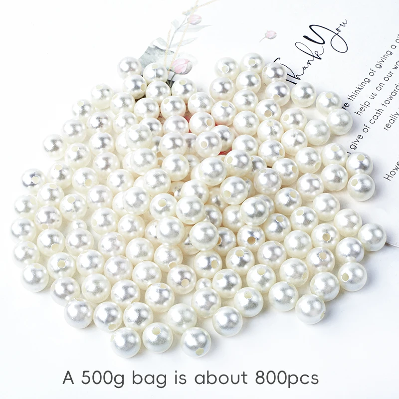 Hot Sale ABS Plastic Pure Color 500g Bagged Loose Beads 10mm Large Size Accessory Decorative Bead DIY Jewelry Simulation Pearl