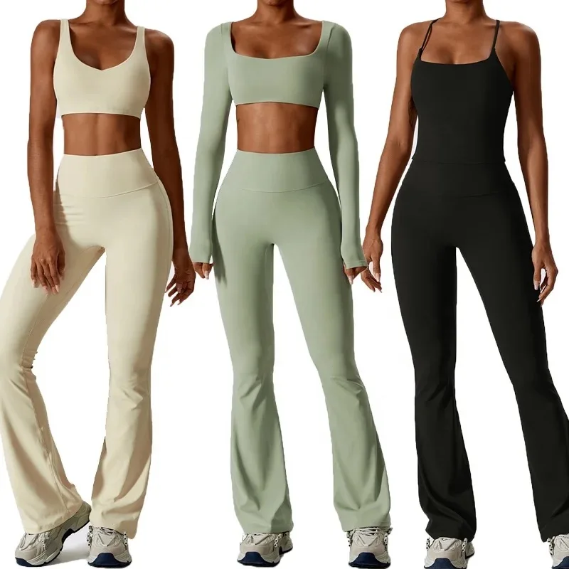 Shockproof Nude Yoga Suit Quick-drying Tight-fitting Fitness Suit Leisure Sports Suit Women Clothing