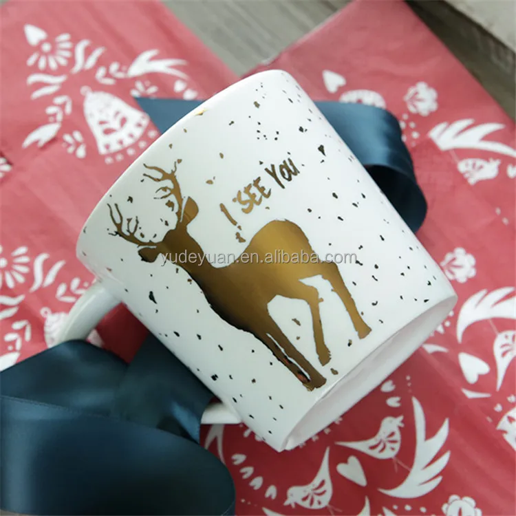 Американская утолщенная большая емкость, Золотая Рождественская керамическая чашка для завтрака с изображением снеговика, кофейная вода, креативный подарок, рождественские кружки оптом