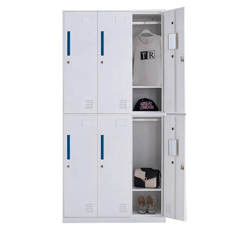 Staff Work Clothes Locker Box Storage School Locker Cabinet 6 Door Steel Locker