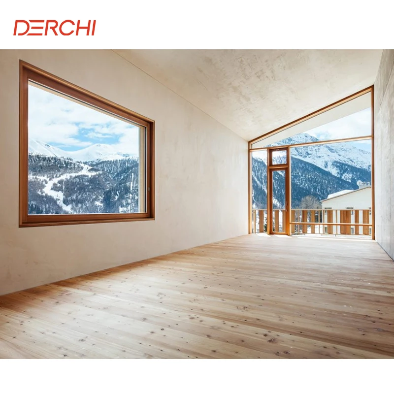 DERCHI Triple Glazed Windows Cheap Price Big Picture Black Window Panoramic Window Floor To Ceiling Irregular Shape Fixed Window