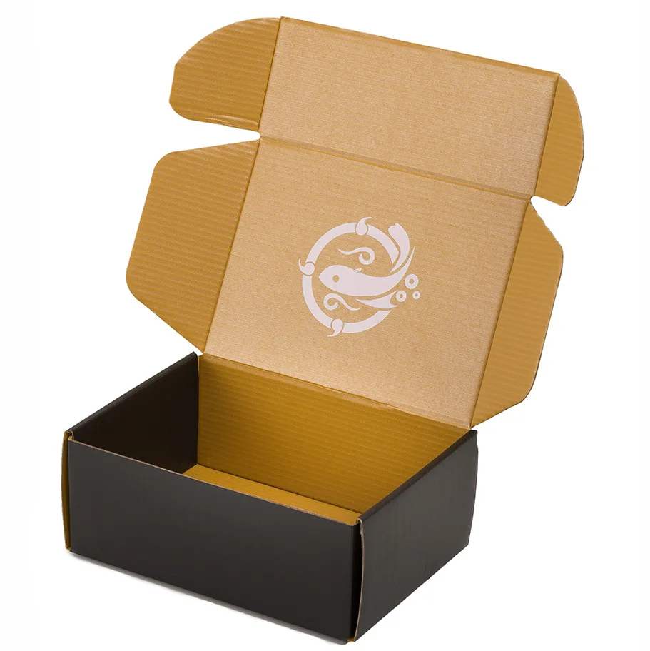 Double-sided outer black inner gold aircraft box customized to-go box surface film customized color paper box