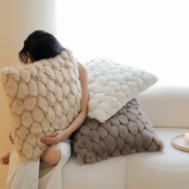 NEW Design 45x45 Cushion Cover Faux Fur Pillowcase for Winter Home Decor Bedding Sofa Living Room