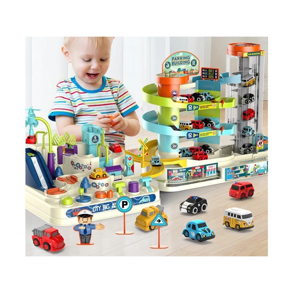 2-в-1 трек автомобиль игрушечный автомобиль Приключения трек с строительством детских игрушечных автомобилей гоночный трек