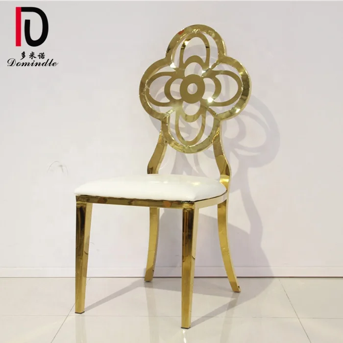 Stainless steel frame fancy flower shape leather gold chair metal