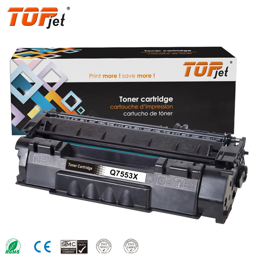 Topjet Wholesale Mono Toner Cartridge Q7553X Q7553 53X  Compatible For HP Laser Jet 1160 1320 1320N 3390 3392 Printer