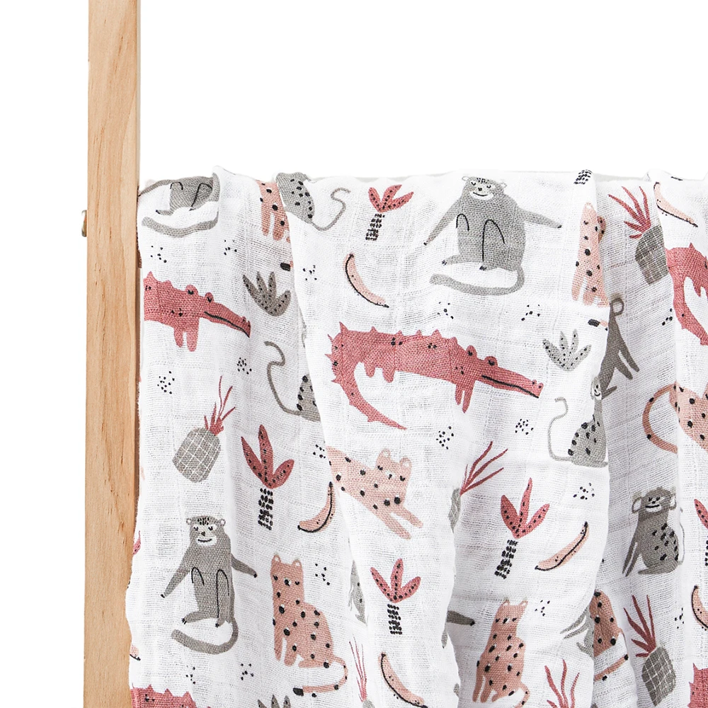 Happy Flute 2 Layers Bamboo Muslin Swaddle Blanket Muslin Gauze Ruffle Baby Swaddle Blanket ready to ship