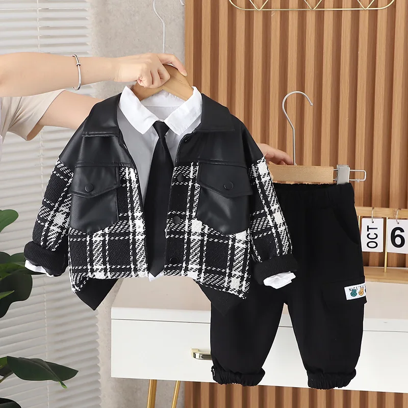 Korean Hot Sale Spring Autumn Kids Suits Gentleman Style 3pcs Fashion Baby Boys Clothes Sets