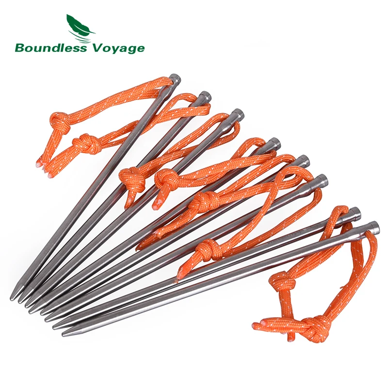 Boundless Voyage  Titanium Windproof Tent Peg Outdoor Camping Titanium Tent Nail Accessories Titanium Tent Stake for Sale