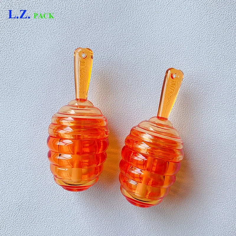 LZ Pack Stock 100pcs Clear Brown Lip Gloss Container Honey Comb Empty Lip Gloss Tubes 5 ml With Keychain