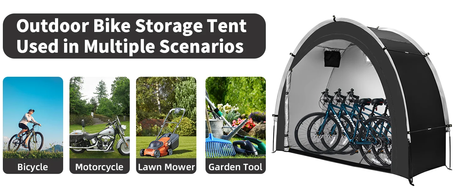 Bike Storage Shed Tent Outdoor Portable Bicycle Storage Sheds With 210D Oxford Fabric PU4000 Waterproof for 2/3/4/5 Bikes