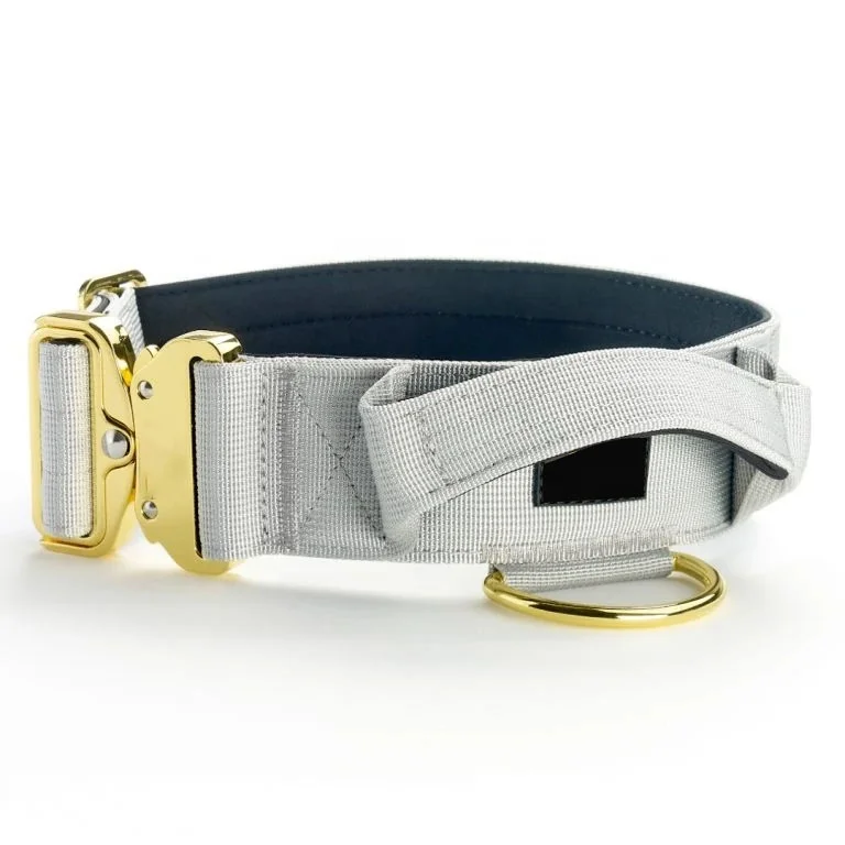 Best Selling Custom logo Pet Product Nylon webbing buckle metal Thick Heavy Duty Tactical Military Dog Collar With Handle