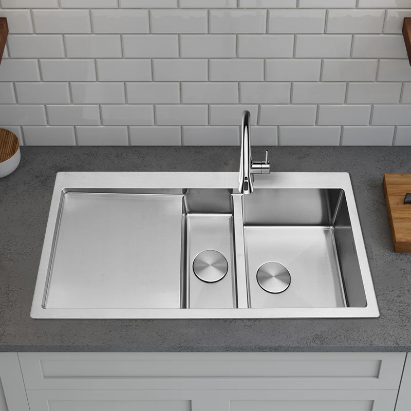 Customized Single Double Bowl 304 Stainless Steel Handmade Kitchen Sinks For Apartment Hotel
