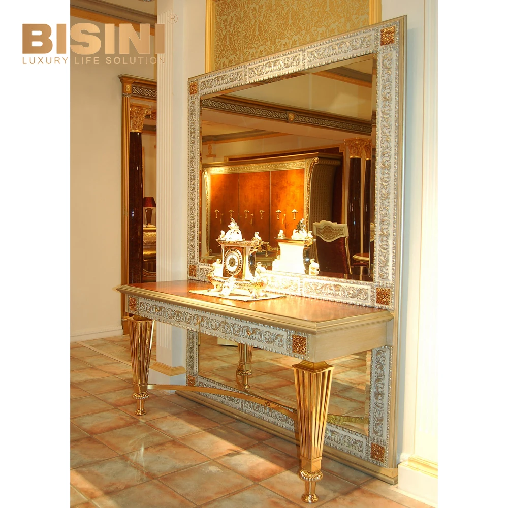 Bisini Classic European Style Solid Wood Home Console Table Antique Foyer Wall Console Cabinet