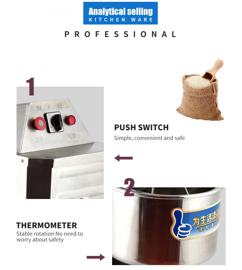 Amasadora De Pan 20L 20Kg Best Commercial Kitchen Bakery Bread Flour Mixing Machine Spiral Dough Mixer Kneader Machine