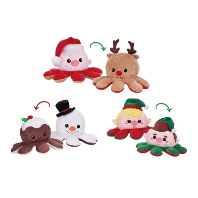 Wholesale Christmas Plush Toy Hot Plush Santa Elk Christmas Pillows 20cm Reversible Plush Toys for Kids Gift